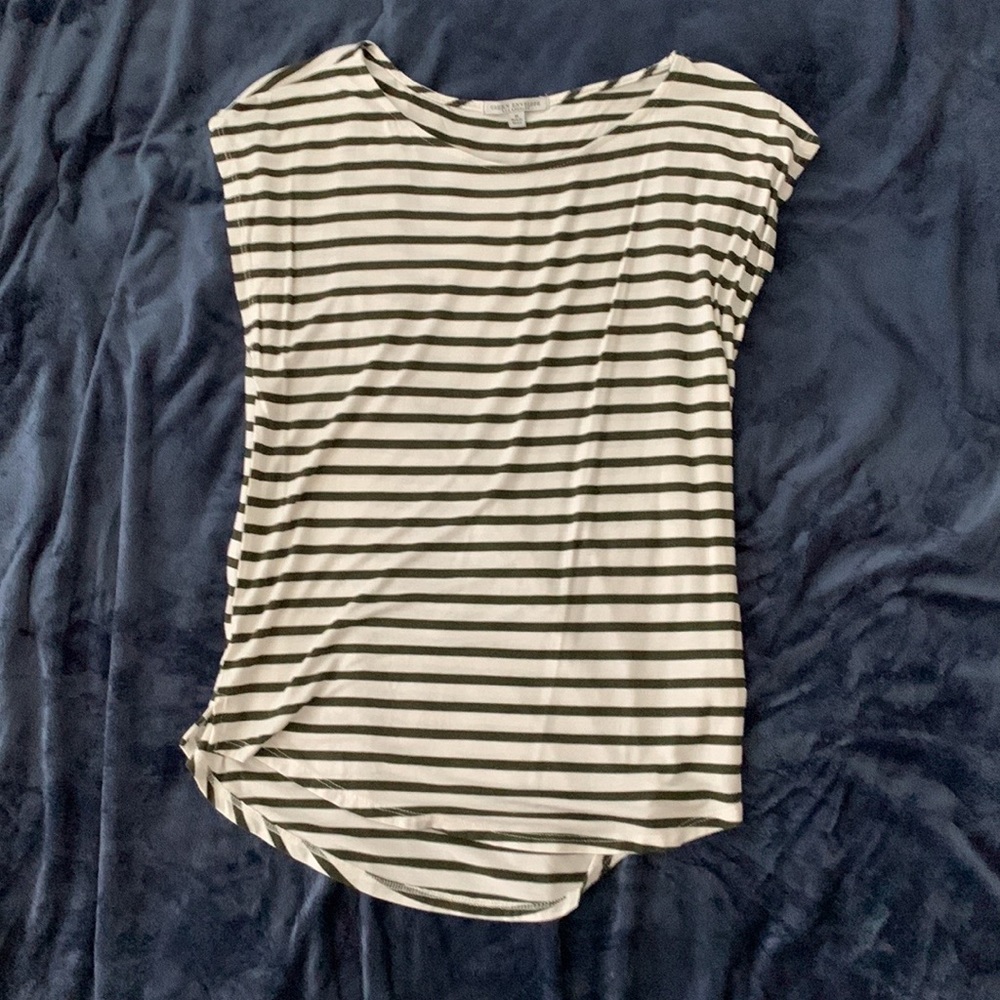 Green Envelope - Army Green and White Striped Blouse